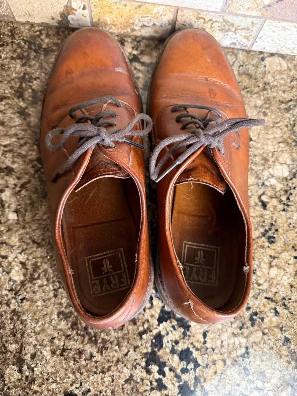 Frye Paul Men’s 10.5 D Leather Oxford Derby Dress Shoes Brown.